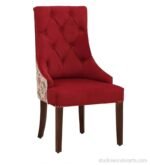 Dual Red Upholstered Dining Chair in Solid Wood