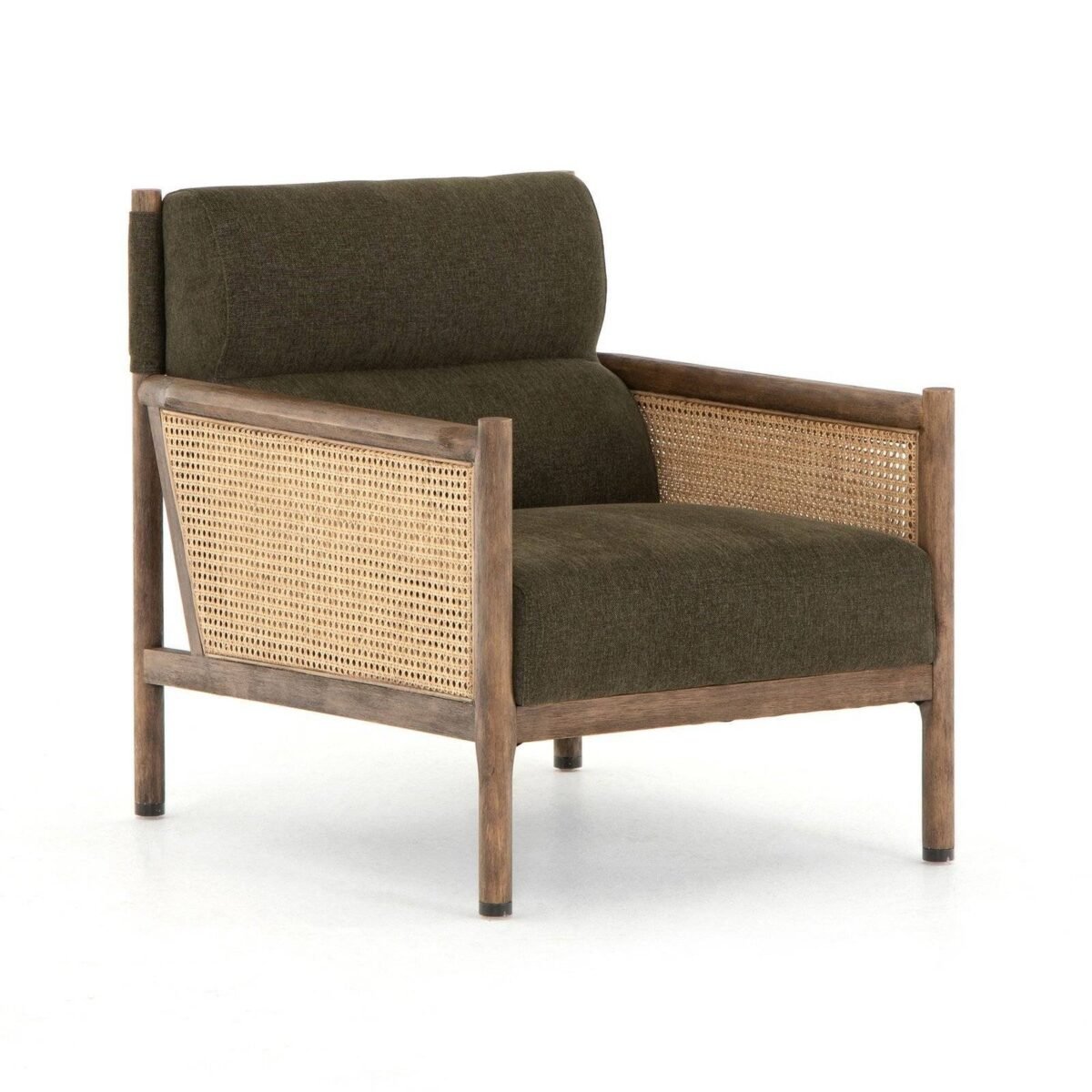 Scandinavian Rattan Arm Chair In Solid Wood