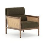 Scandinavian Rattan Arm Chair In Solid Wood