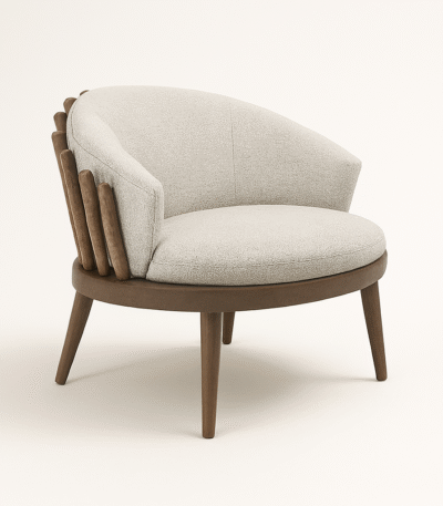 Throne Barrel Armchair in Solid Wood