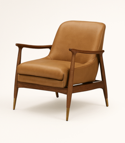 Desmond Vegan Leather Armchair In Solid Wood