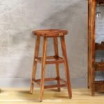 Dani Bar Stool Rustic Teak Finish in Solid Wood
