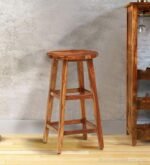 Dani Bar Stool Rustic Teak Finish in Solid Wood