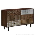 Graham Solid Wood Chest Of Drawers In Teak Finish With Screen Print