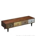 Graham Solid Wood Coffee Table In Teak Finish & Screen Print