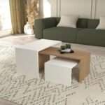 3 Piece Elegant Wooden Center Table White-Brown