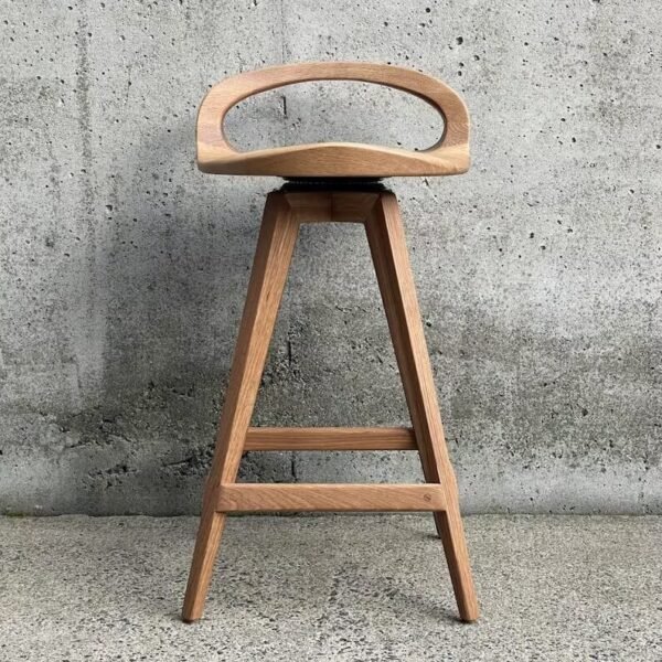 Scandinavian Swiveling Wooden Bar Stool