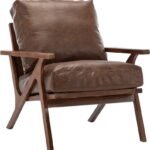 Scandinavian Arm Chair In Solid Wood And Leatherette