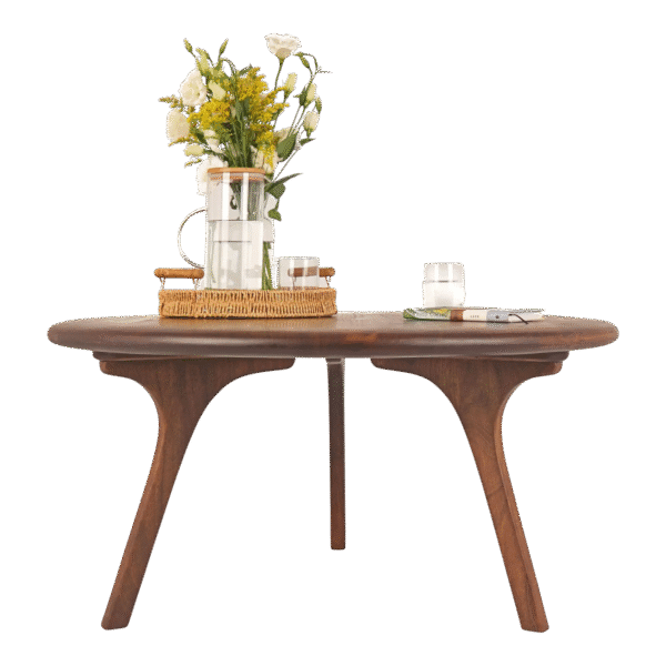 Mid Century Round Coffee Table in Solid Wood