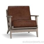 Raylan Solid Wood 21st Mid Century Lounge Chair in Leather