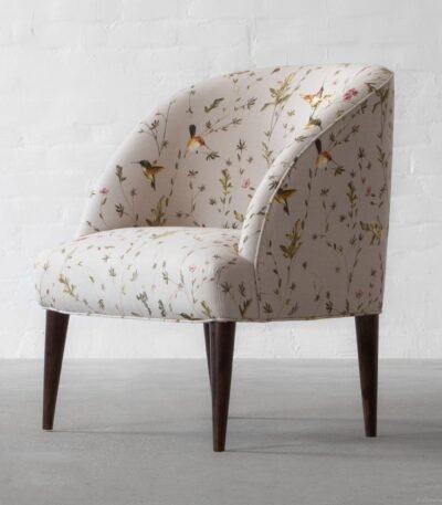 Berlin Arm Chair with Solid Wood and Printed Upholstery