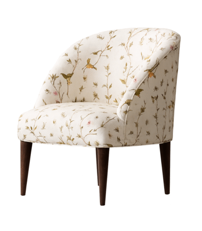 Berlin Arm Chair with Solid Wood and Printed Upholstery