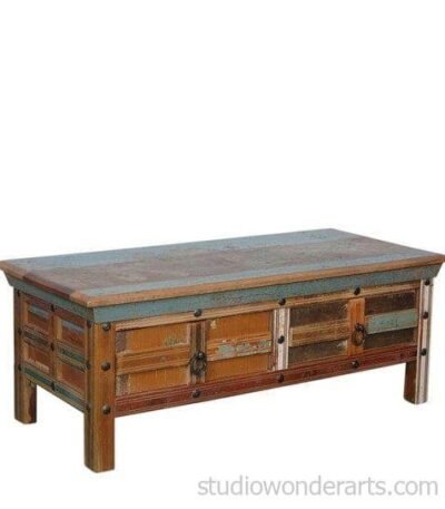 Azealia Reclaimed Wood Coffee Table In Distress Finish