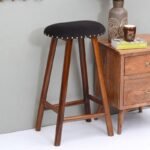 Celic Black Solid Wood Bar Stool
