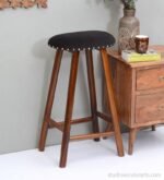 Celic Black Solid Wood Bar Stool