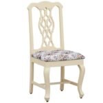 White Curved Solid Wood Dining Chair in White