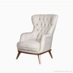 Dion Leatherette Arm Chair White in Solid Wood