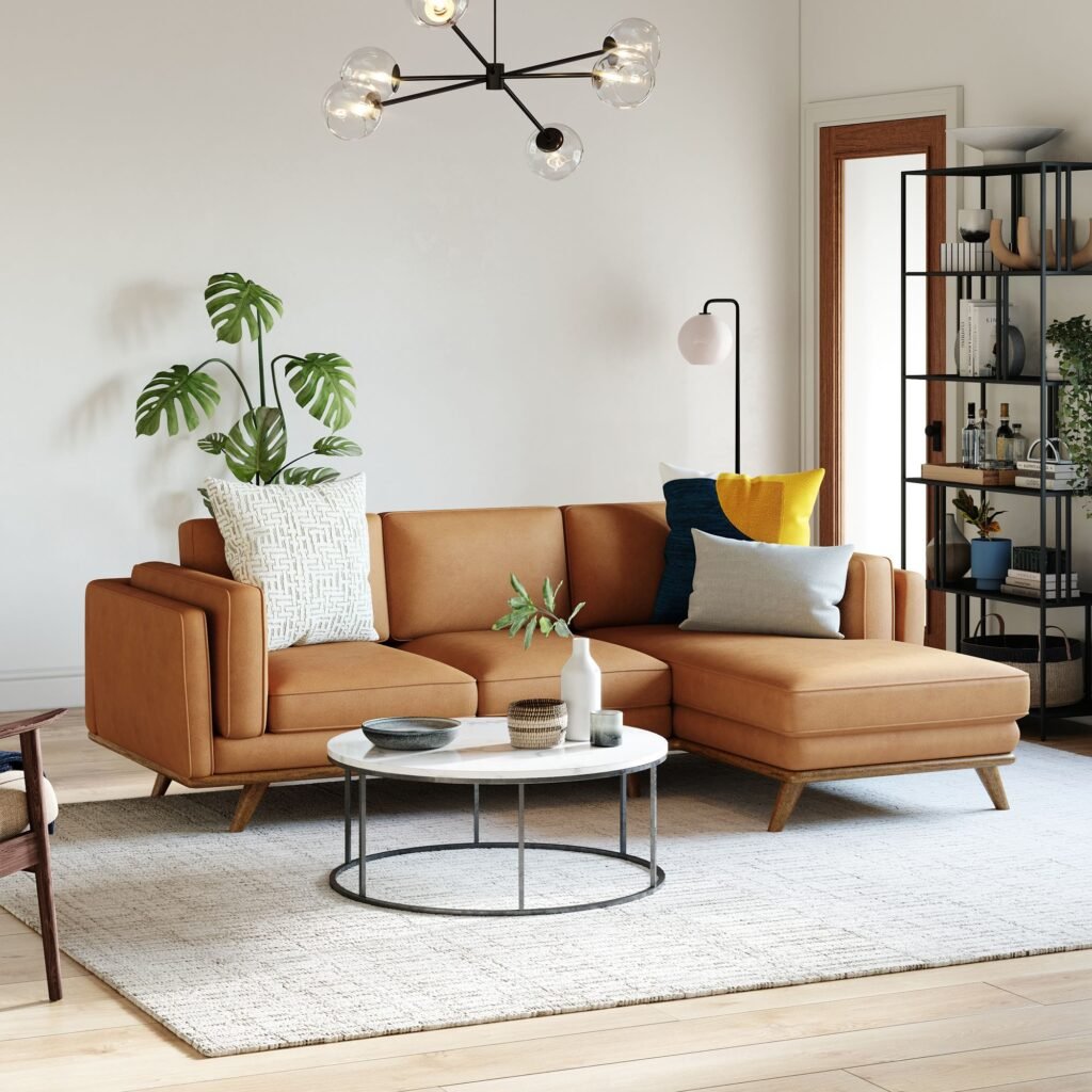 Scandova L shape Sofa in Vegan Leather Solid Wood Frame