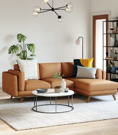 Scandova L shape Sofa in Vegan Leather Solid Wood Frame
