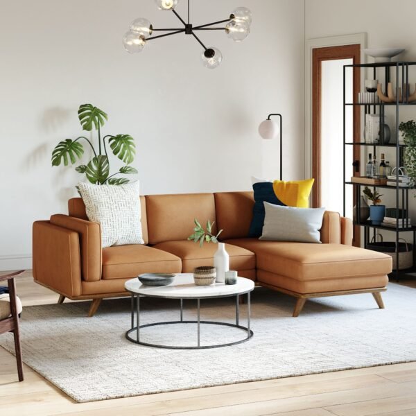 Scandova L shape Sofa in Vegan Leather Solid Wood Frame