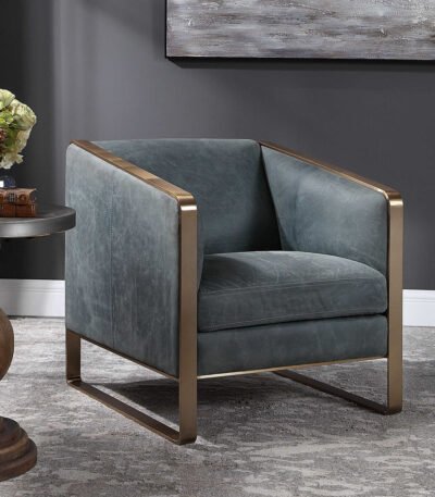 Robin Arm Chair in Leatherette And Metal Frame