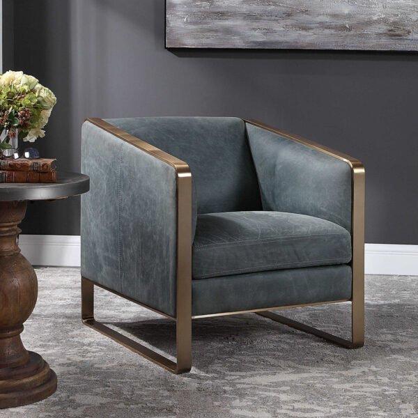 Robin Arm Chair in Leatherette And Metal Frame